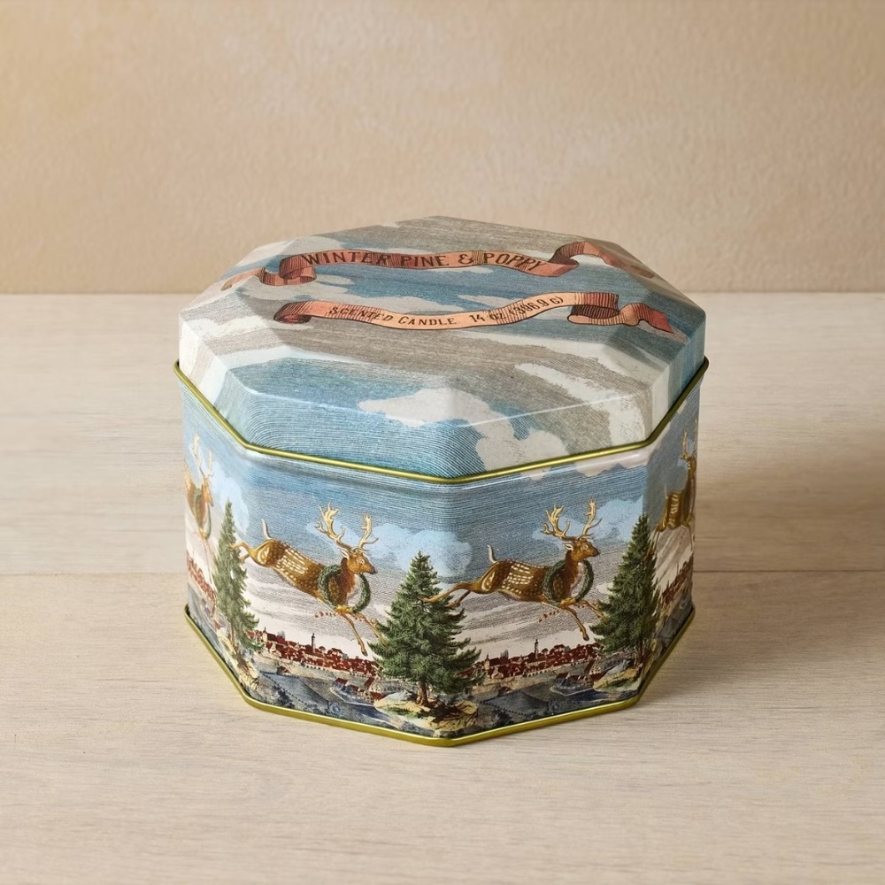 John Derian Target CANDLE 14oz - Tin 3-Wick Scented Winter Pine & Poppy NWT